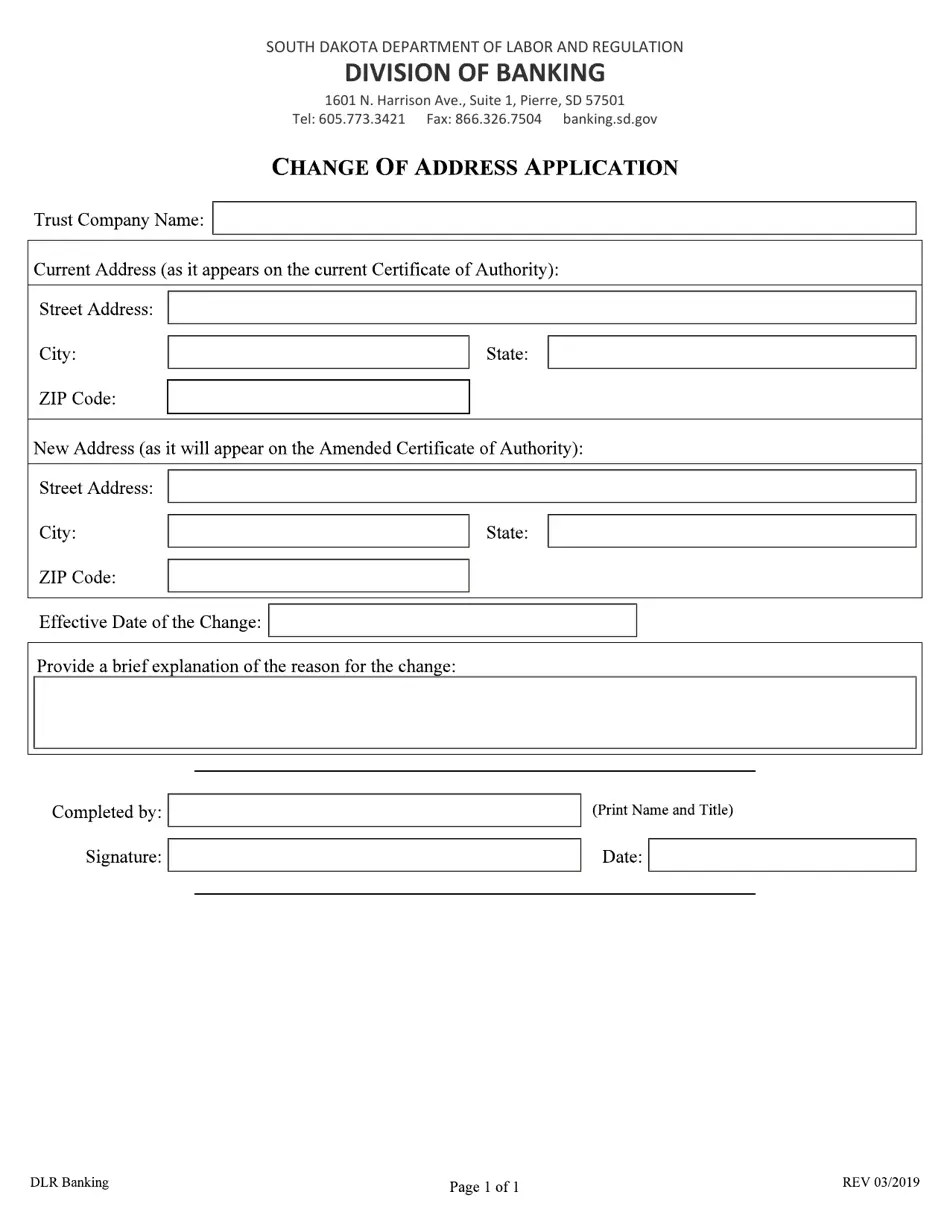 South Dakota Change of Address Application Fill Out, Sign Online and