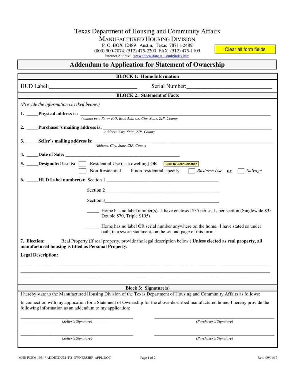 MHD Form 1071 Fill Out, Sign Online and Download Fillable PDF, Texas Templateroller