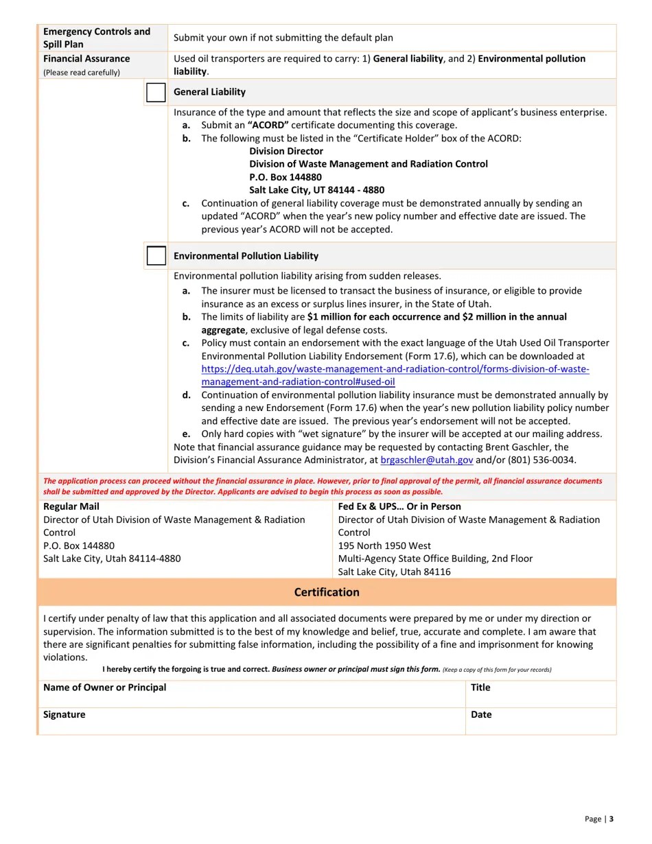 Utah Used Oil Transporter 10year Renewal Fill Out, Sign Online and