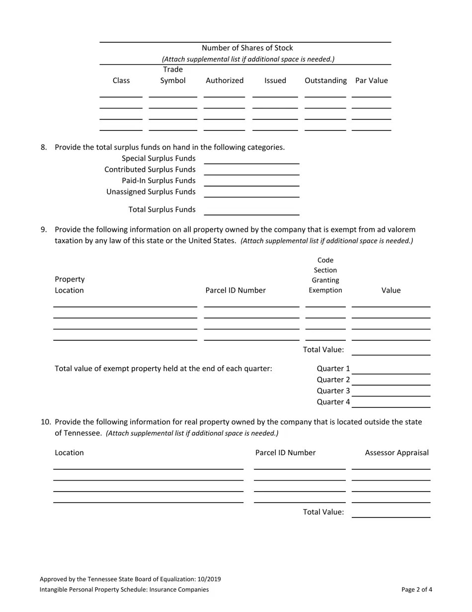 2021 Tennessee Tennessee Intangible Personal Property Schedule Fill