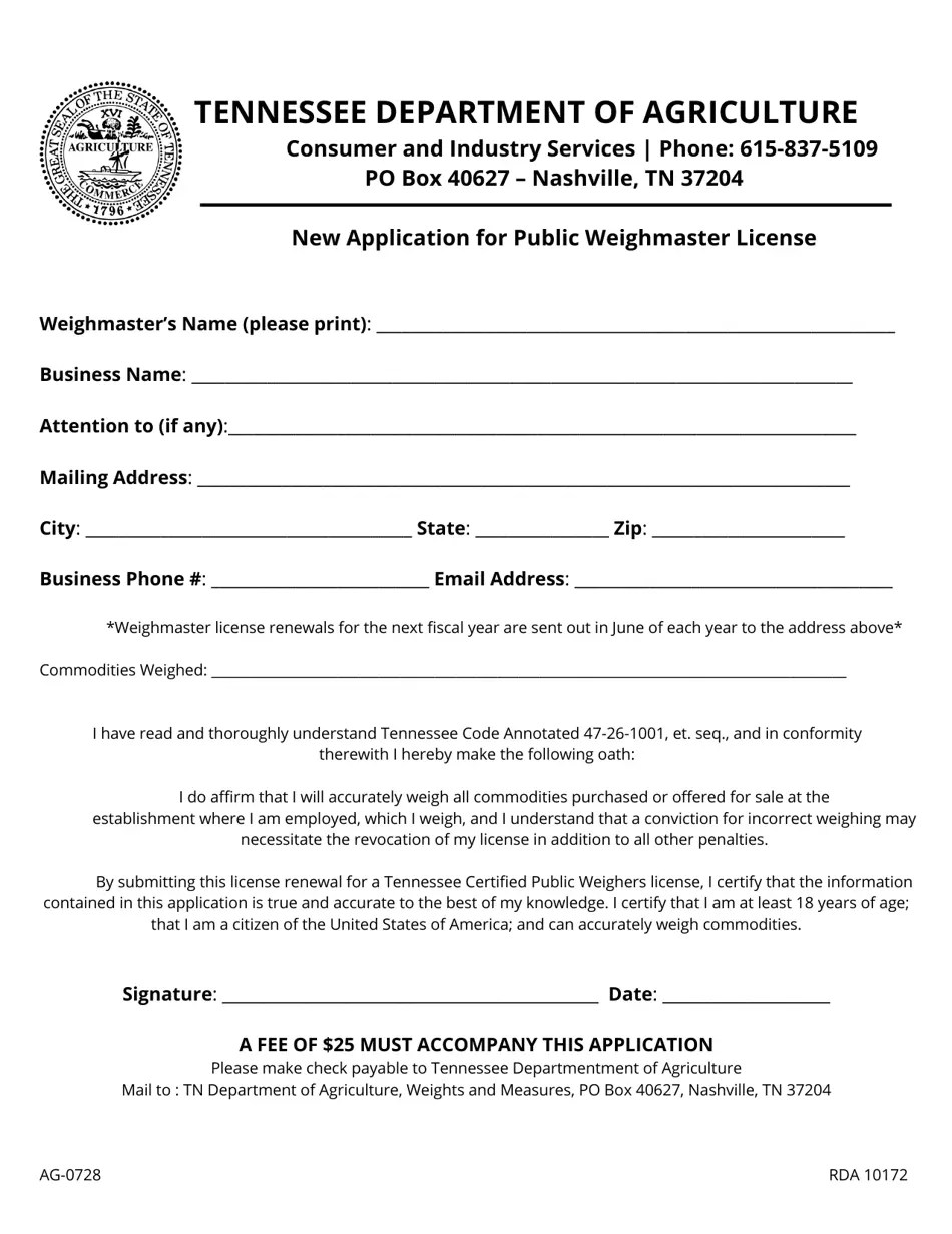 Form AG0728 Fill Out, Sign Online and Download Fillable PDF