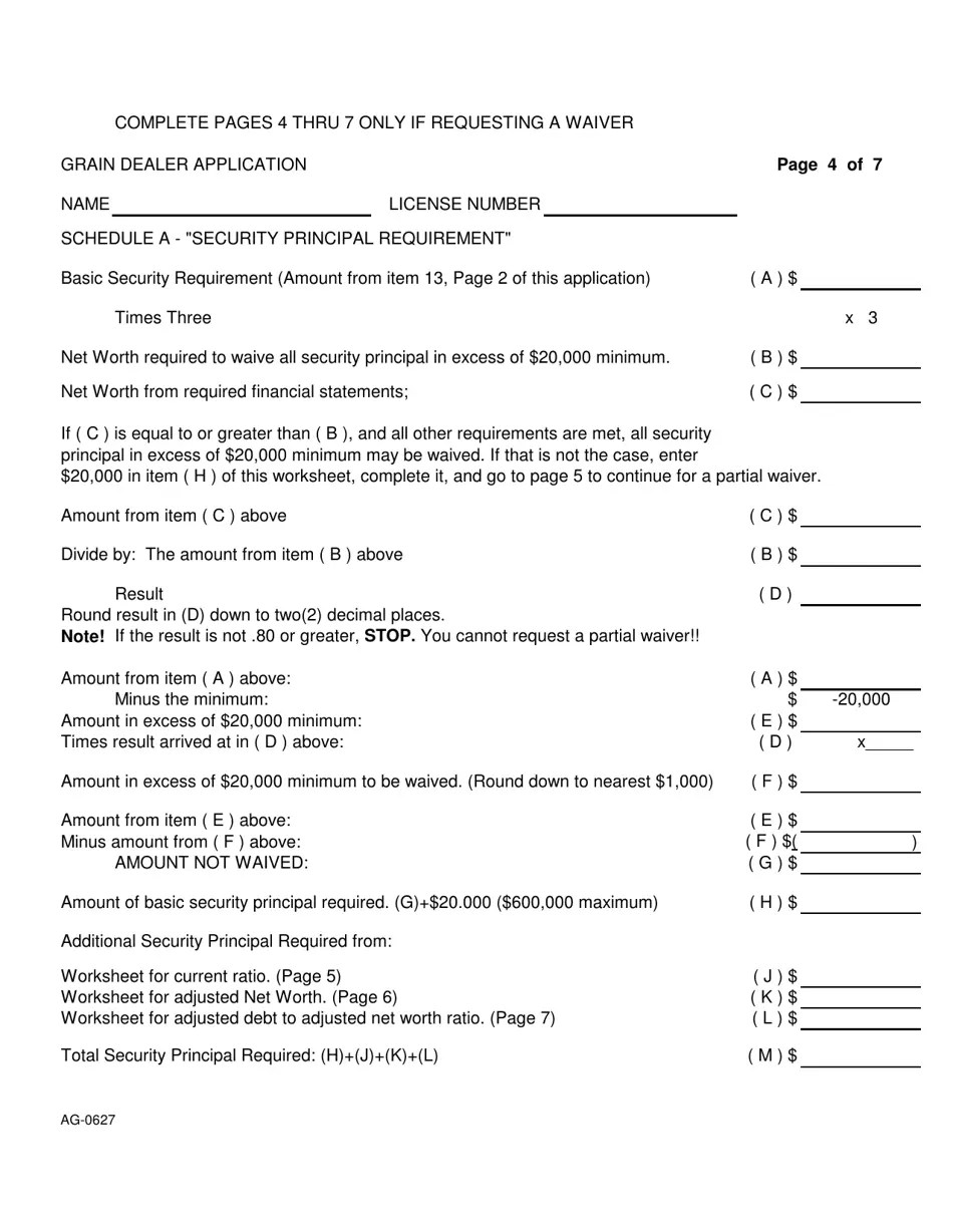 Form AG0627 Download Printable PDF or Fill Online Grain Dealer License