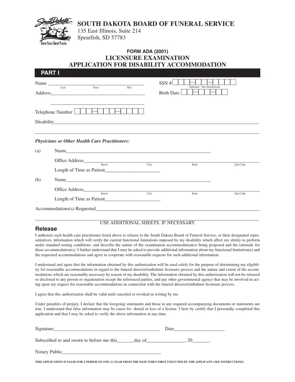 Form ADA Fill Out, Sign Online and Download Printable PDF, South