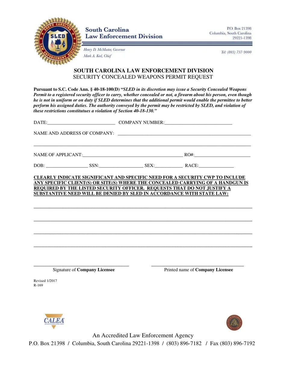Form R169 Download Printable PDF or Fill Online Security Concealed