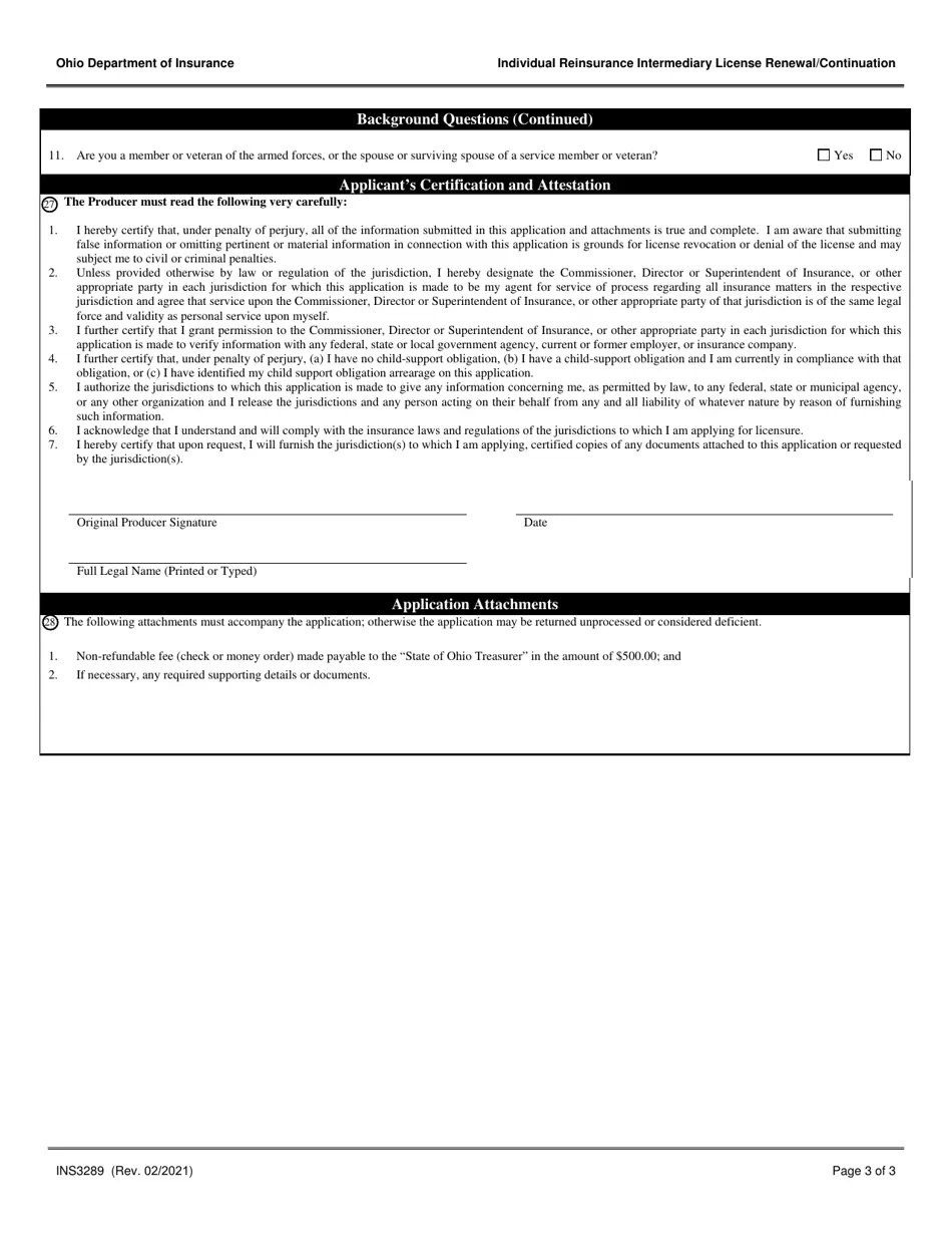 Form INS3289 Download Fillable PDF or Fill Online Individual