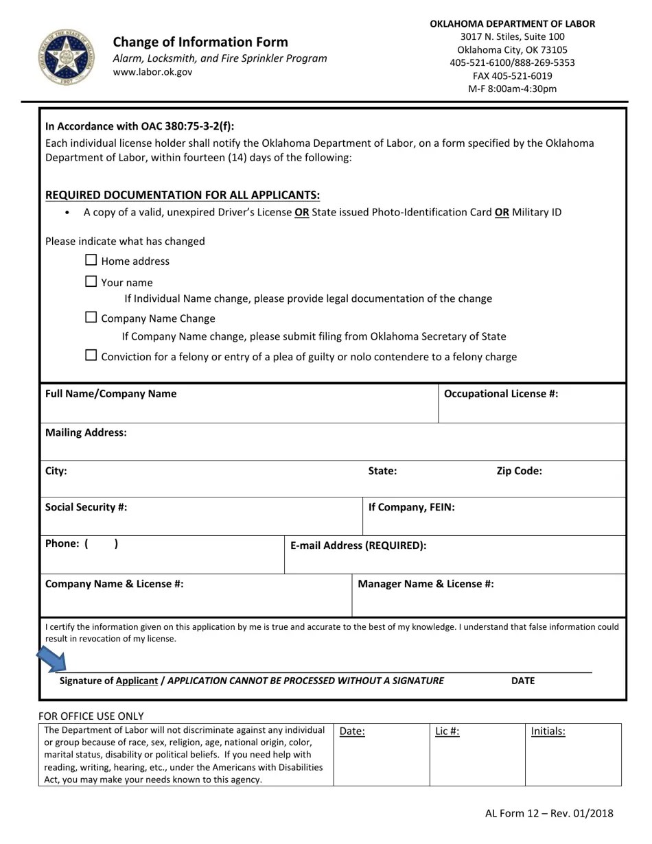 AL Form 12 Fill Out, Sign Online and Download Fillable PDF, Oklahoma