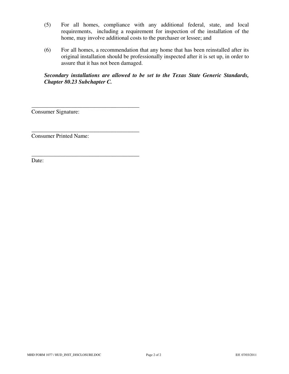 MHD Form 1077 Fill Out, Sign Online and Download Printable PDF, Texas Templateroller