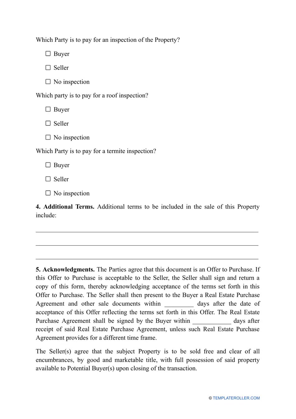 Oklahoma Offer to Purchase Real Estate Form Fill Out, Sign Online and