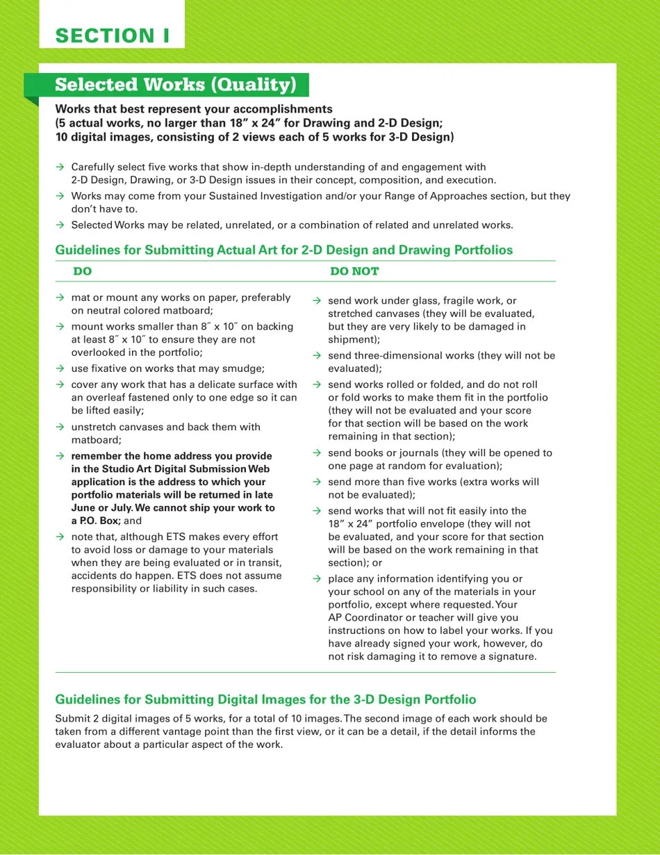 Ap Studio Art Portfolio Requirements 20162017 Download Printable PDF