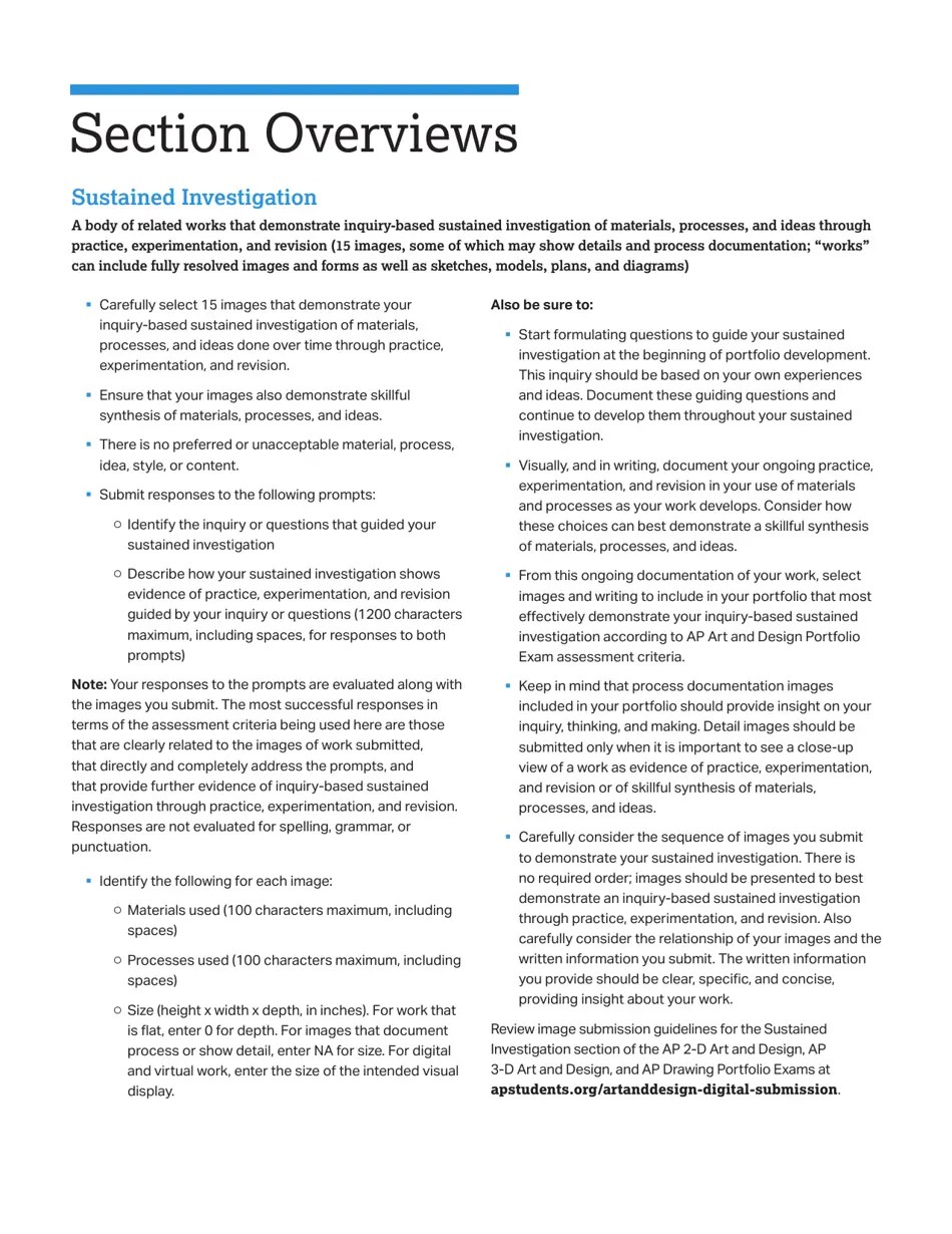 Ap Art and Design Portfolio Requirements 20192020 Download Printable