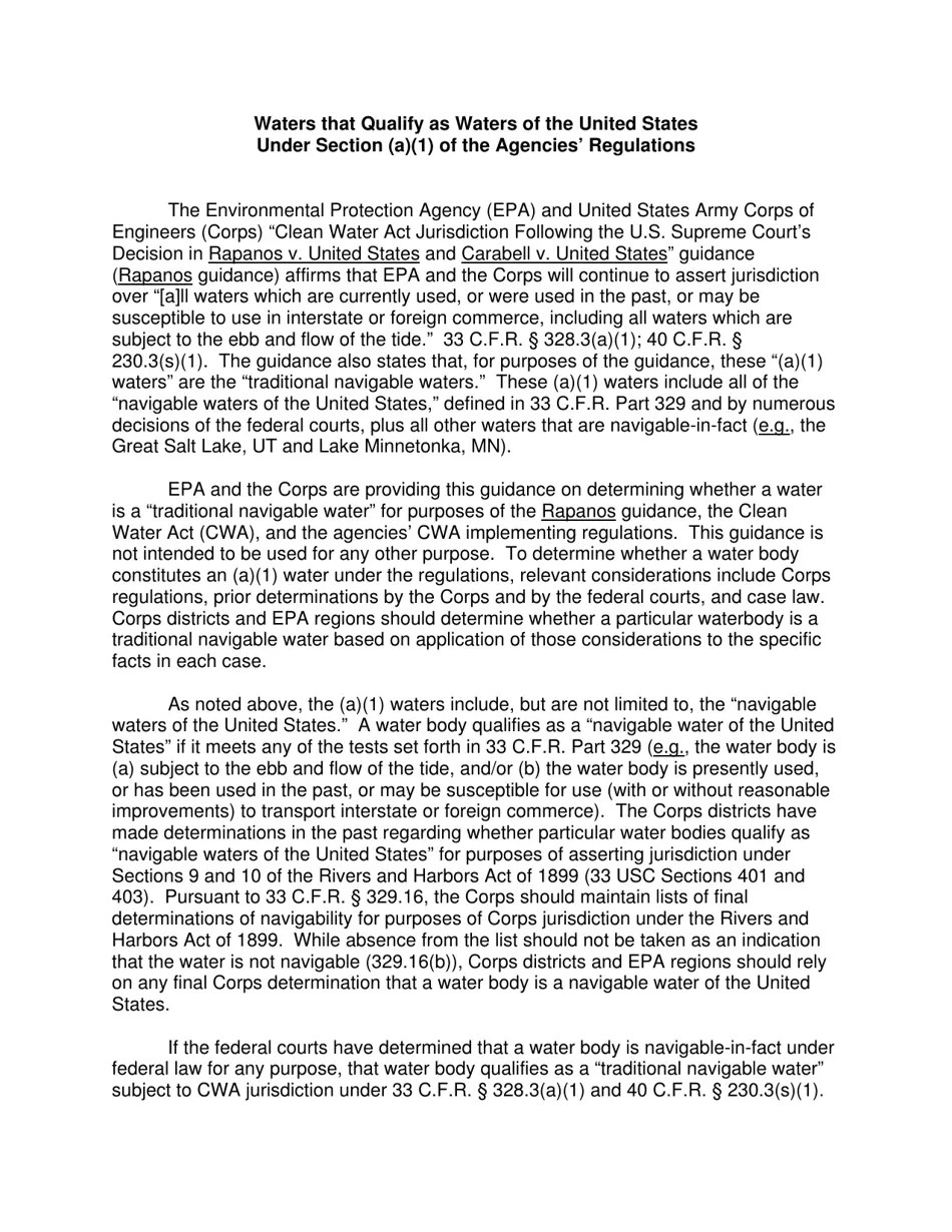 Legal Definition of "traditional Navigable Waters" Fill Out, Sign