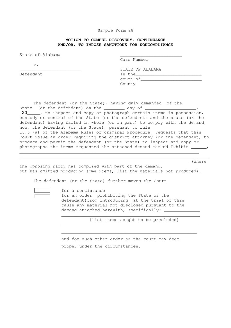 Sample Form 28 Fill Out, Sign Online and Download Fillable PDF