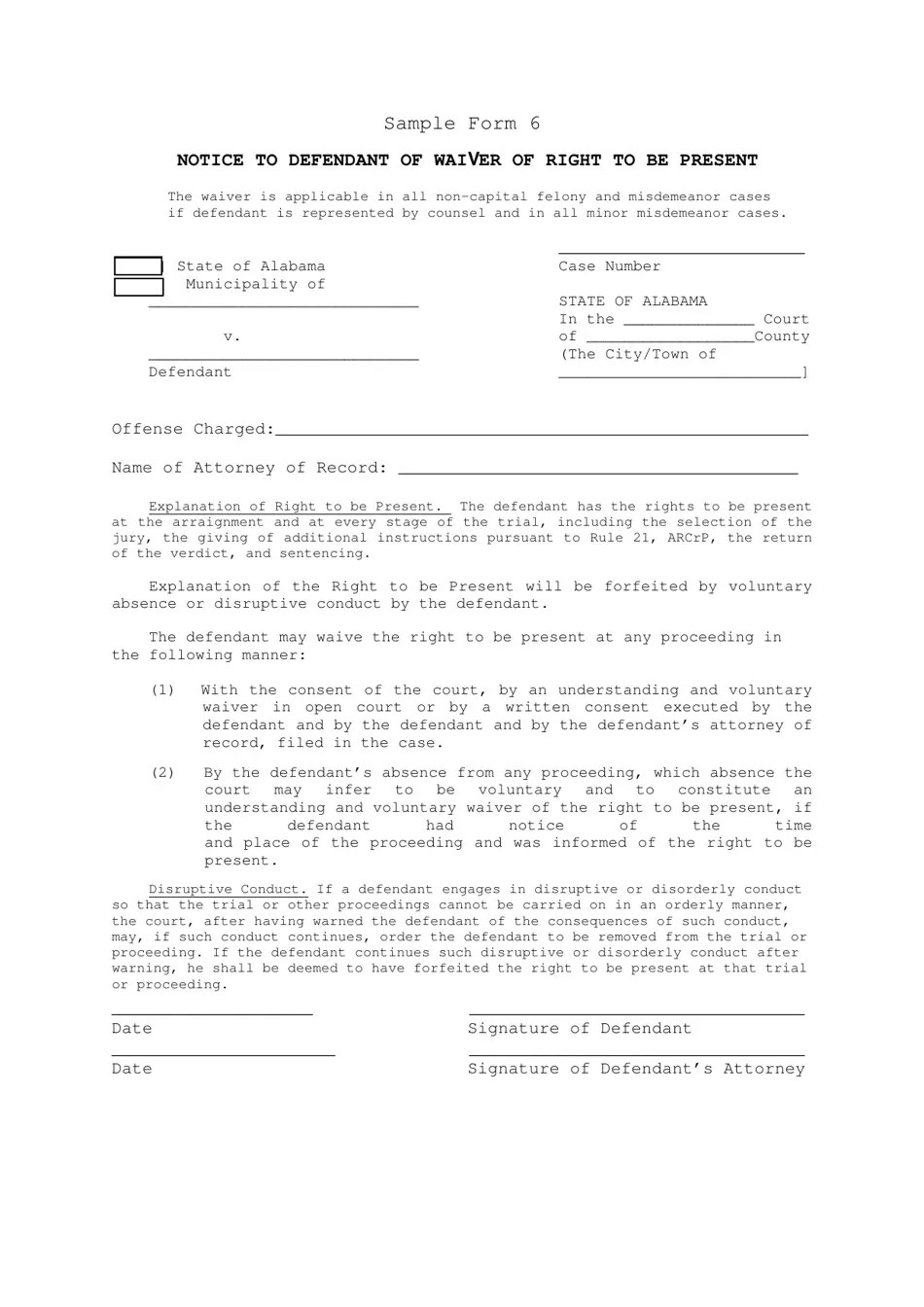Sample Form 6 Fill Out, Sign Online and Download Fillable PDF, Alabama Templateroller