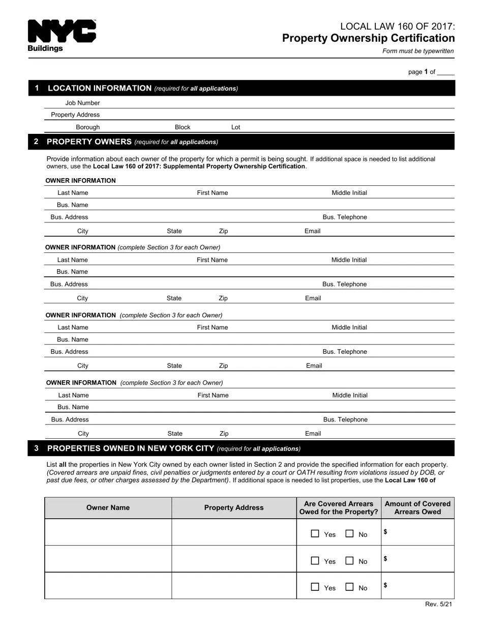 New York City Property Ownership Certification Fill Out, Sign Online