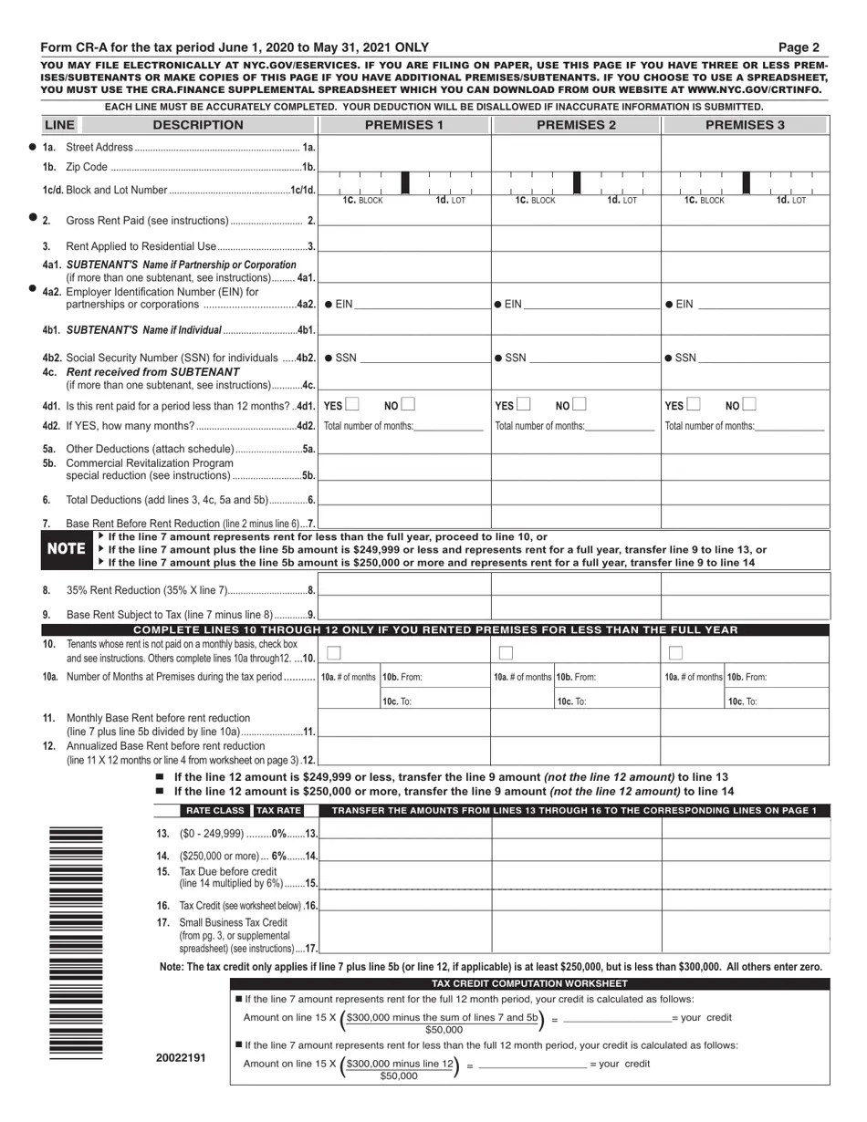 Form CRA Download Printable PDF or Fill Online Commercial Rent Tax