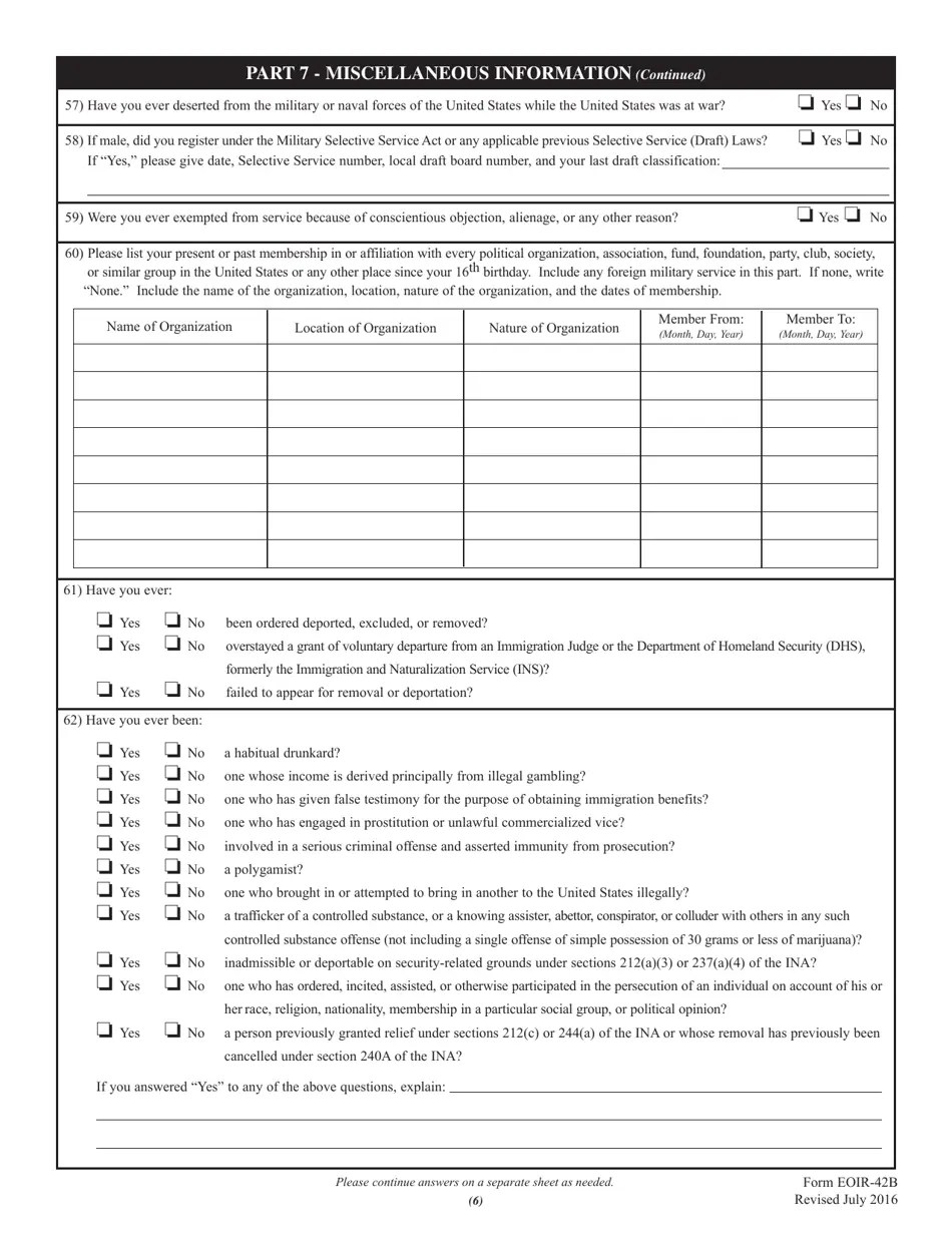 Form EOIR42B Fill Out, Sign Online and Download Fillable PDF