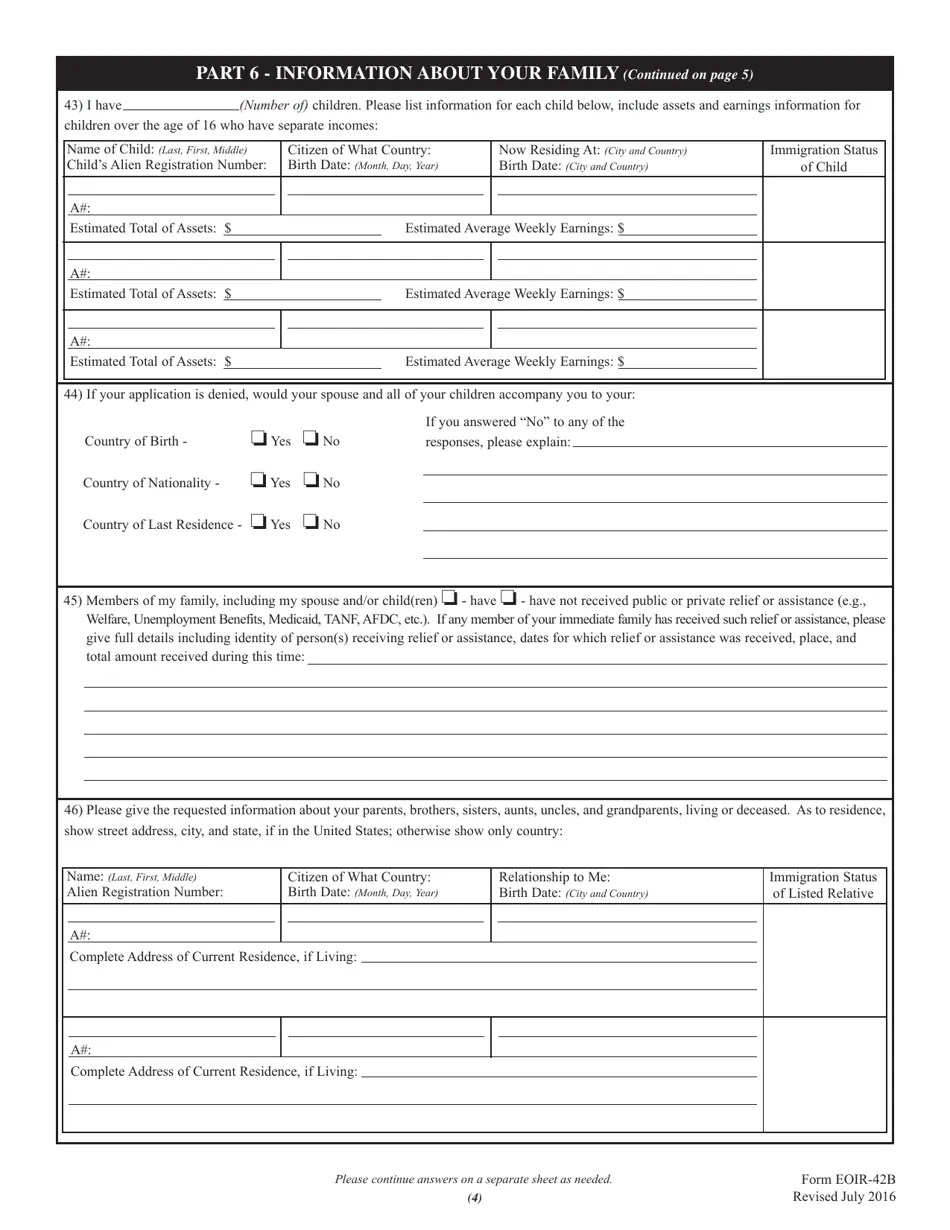 Form EOIR42B Fill Out, Sign Online and Download Fillable PDF