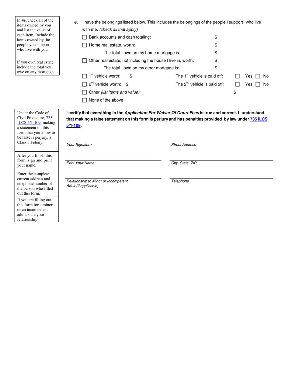Illinois Application for Waiver of Court Fees Fill Out, Sign Online