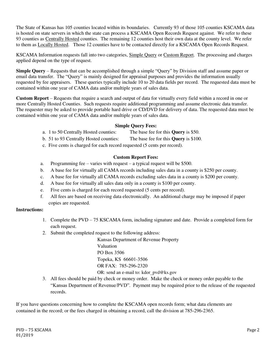 Form PVD75 Fill Out, Sign Online and Download Fillable PDF, Kansas