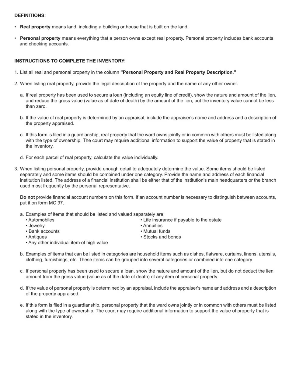 Form PC577 Download Fillable PDF or Fill Online Inventory (Decedent