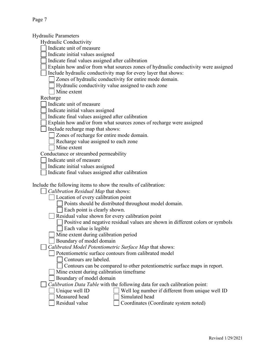 Ohio Checklist to Submit GroundWater Modeling Report for Odnr Review