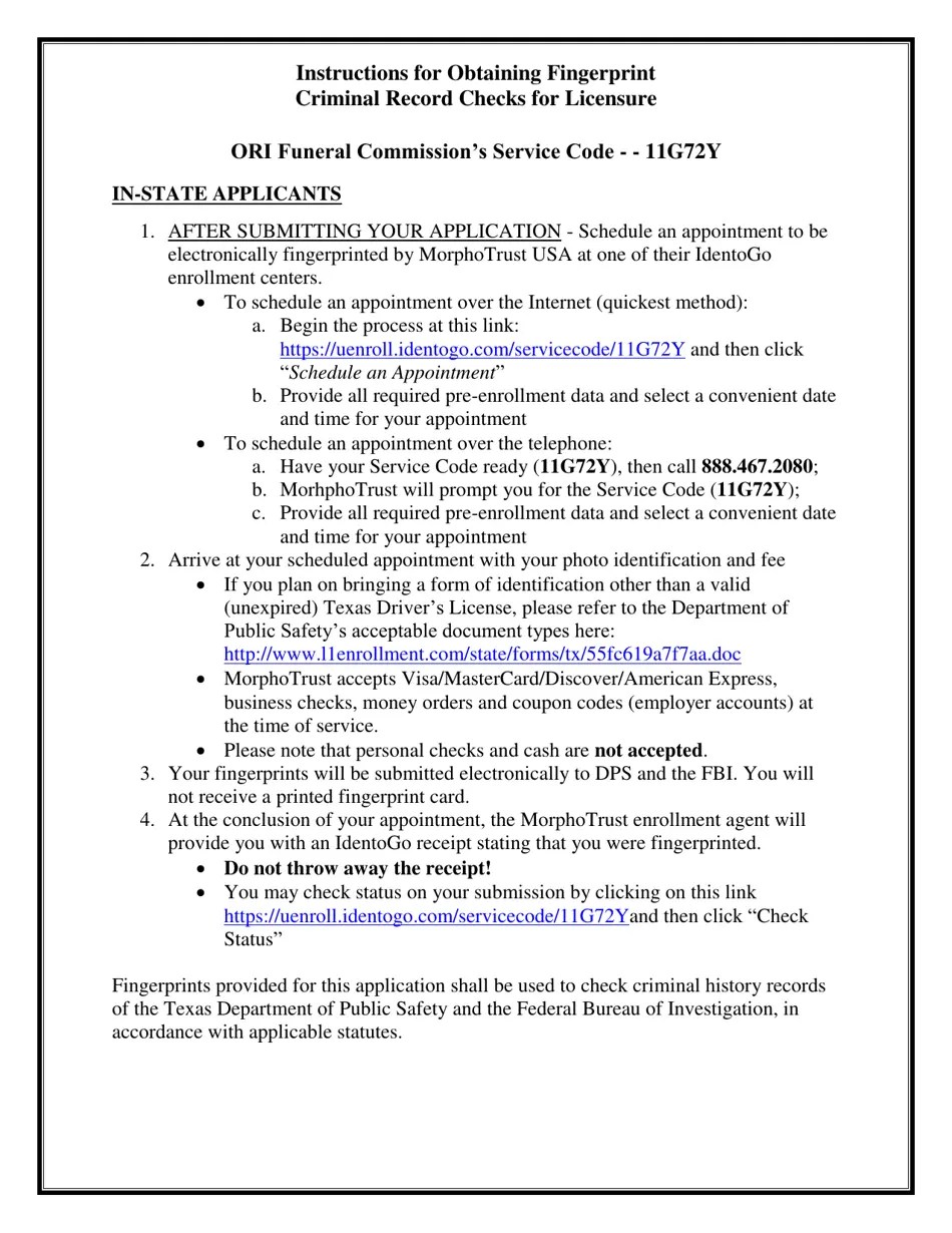 Texas Reciprocal Funeral Director/Embalmer License Application Fill