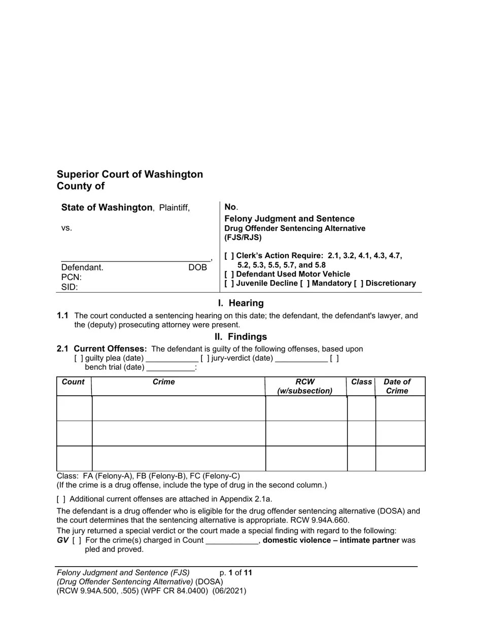 Form WPF CR84.0400 DOSA Download Printable PDF or Fill Online Felony