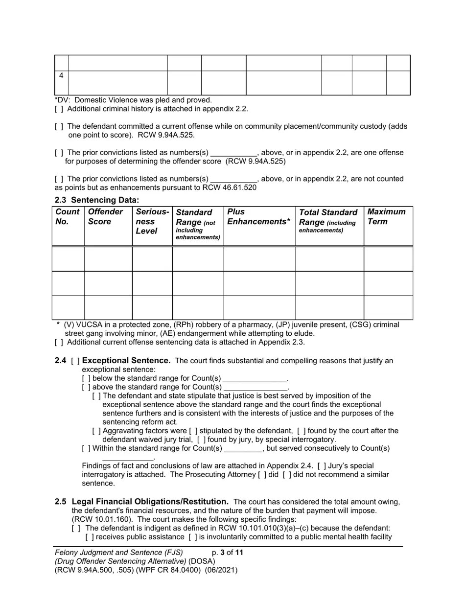 Form WPF CR84.0400 DOSA Download Printable PDF or Fill Online Felony
