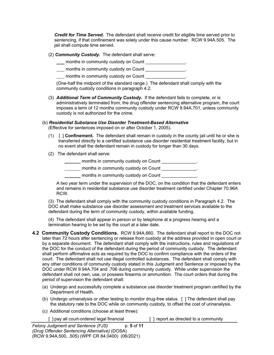 Form WPF CR84.0400 DOSA Download Printable PDF or Fill Online Felony