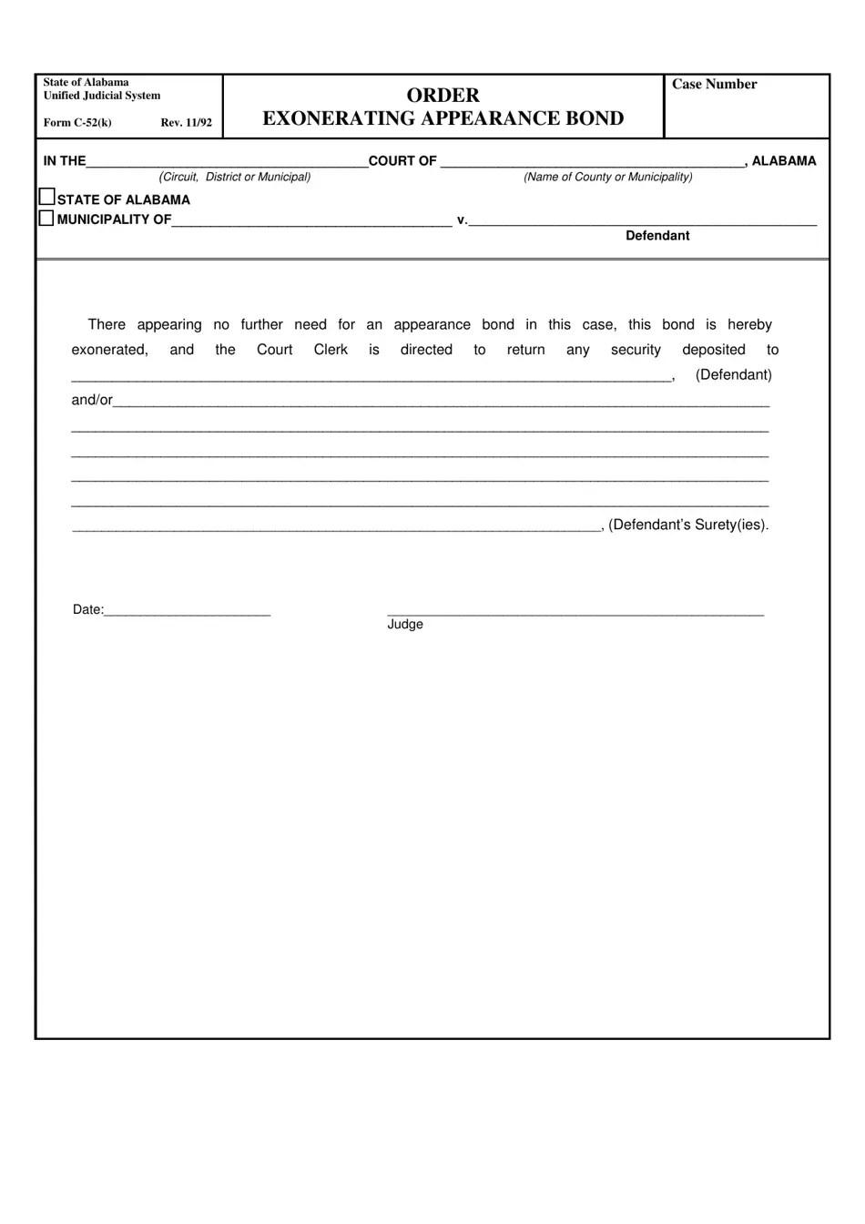 Form C52(K) Fill Out, Sign Online and Download Fillable PDF, Alabama