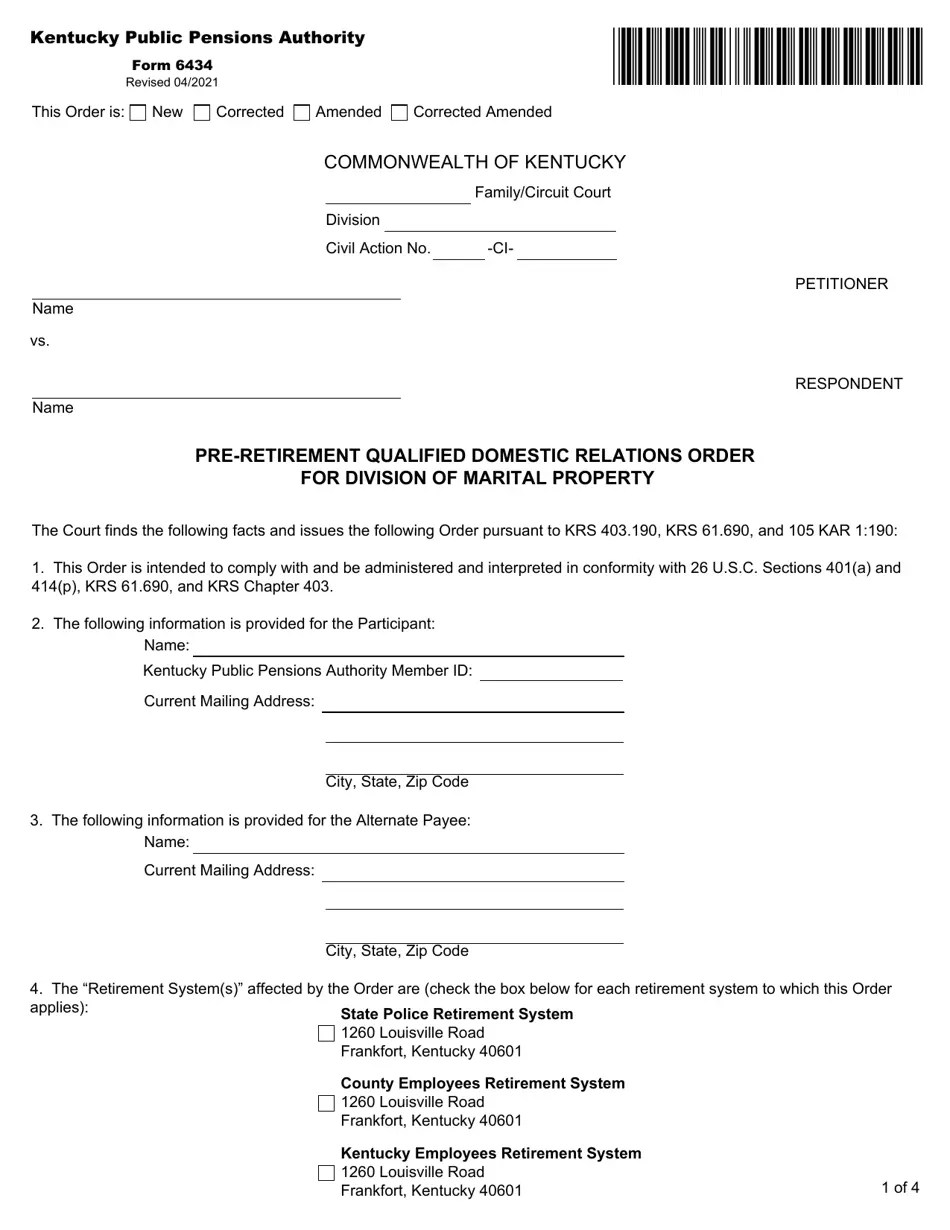 Form 6434 Download Fillable PDF or Fill Online Preretirement Qualified