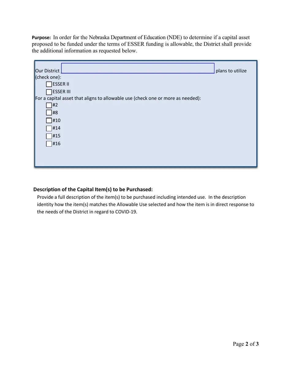 Nebraska Request Approval Form for Capital Assets Non Construction Project Fill Out, Sign