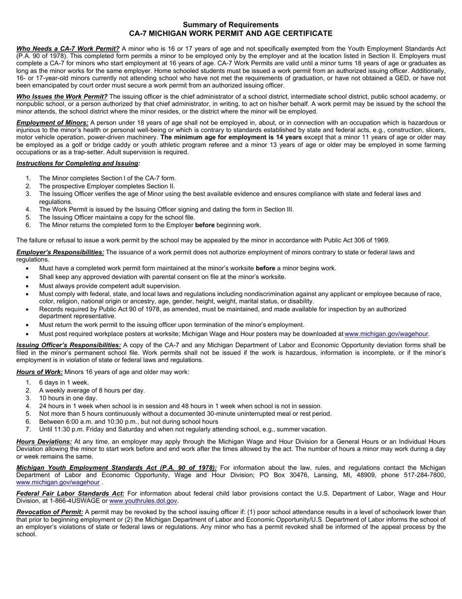 Form CA7 Fill Out, Sign Online and Download Printable PDF, Michigan