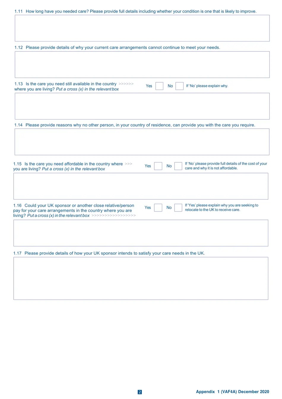 Form VAF4A Appendix 1 Fill Out, Sign Online and Download Printable