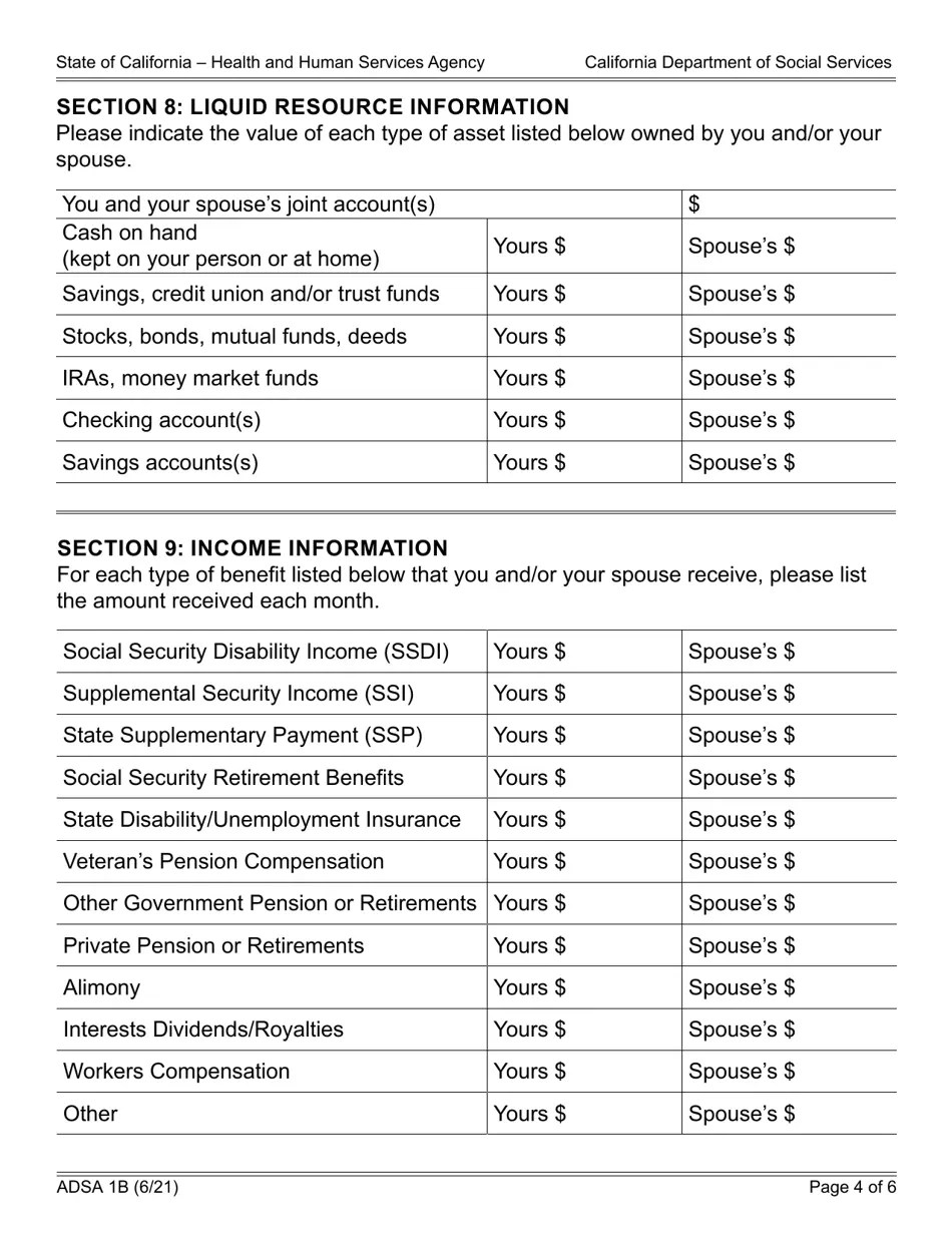 Form ADSA1B Download Fillable PDF or Fill Online Assistance Dog Special
