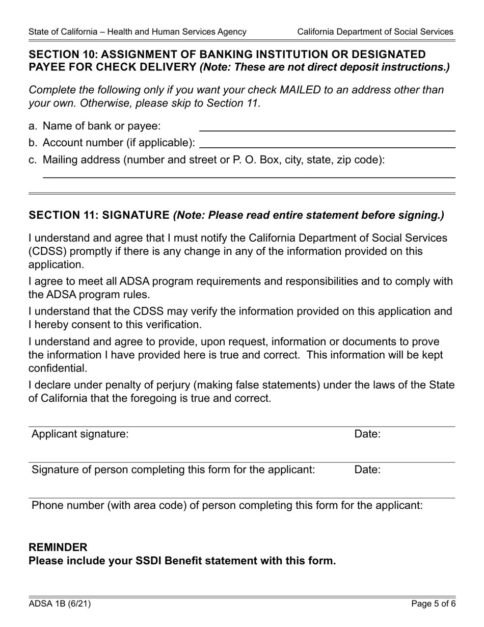 Form ADSA1B Download Fillable PDF or Fill Online Assistance Dog Special