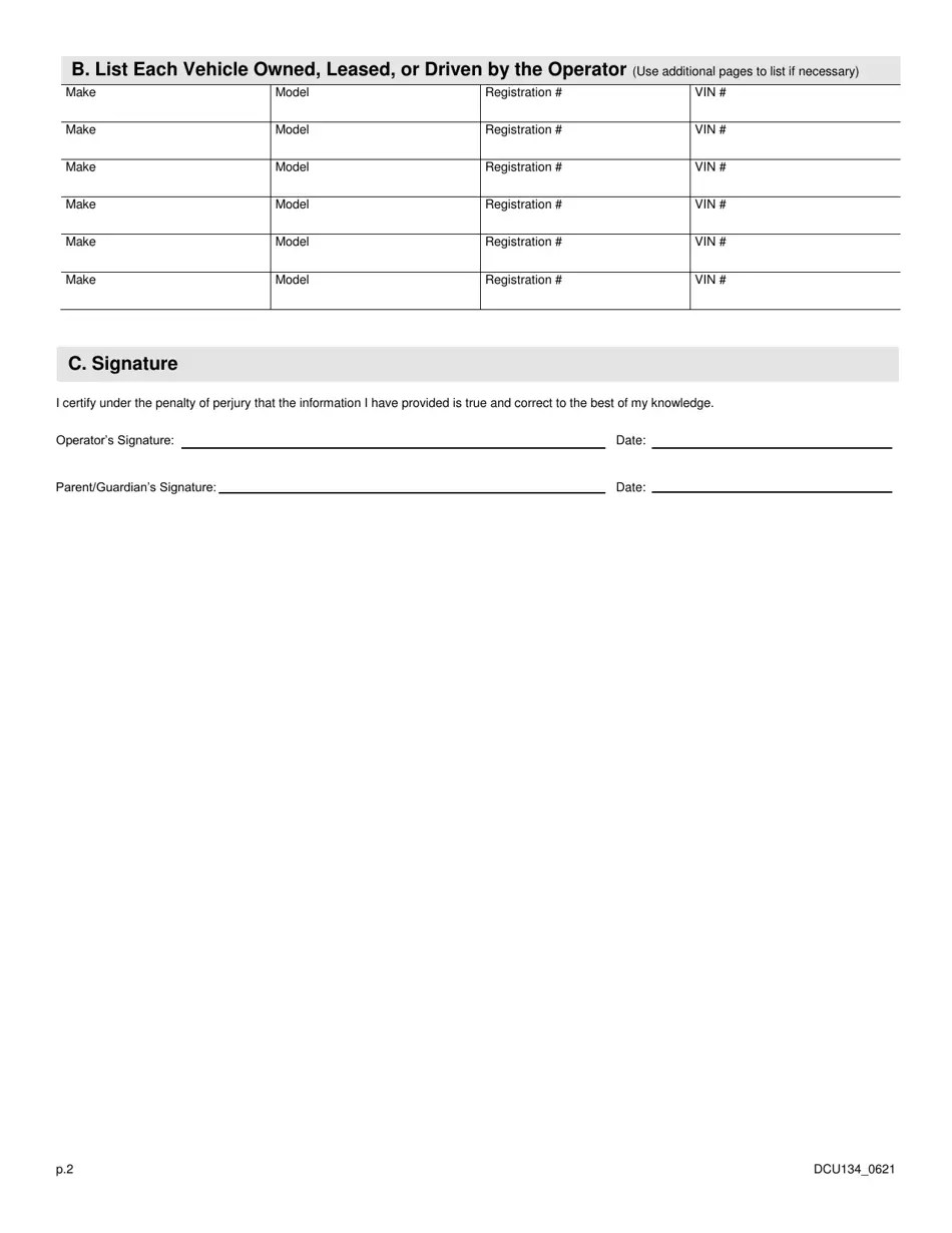 Form DCU134 Download Printable PDF or Fill Online Ignition Interlock