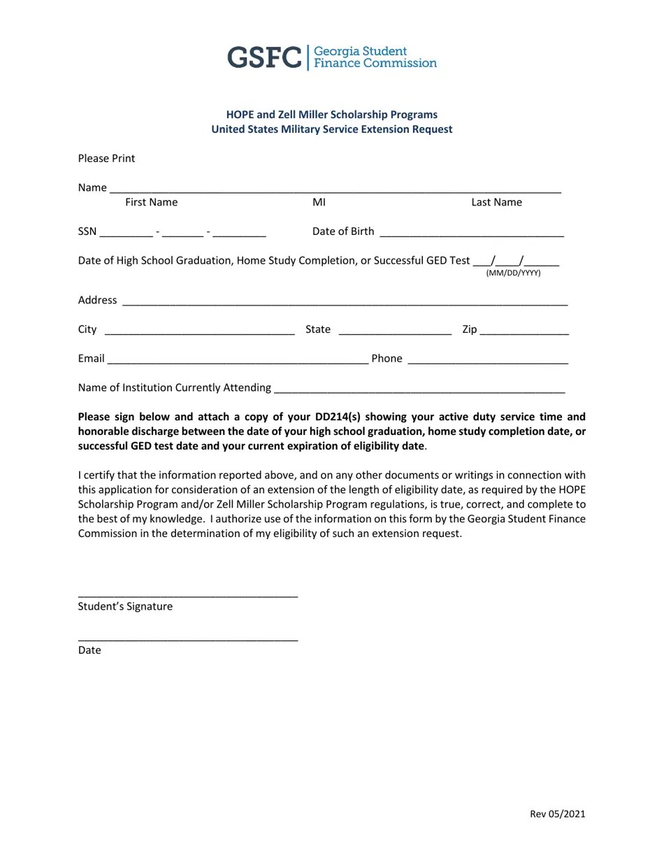 (United States) Hope and Zell Miller Scholarship Programs