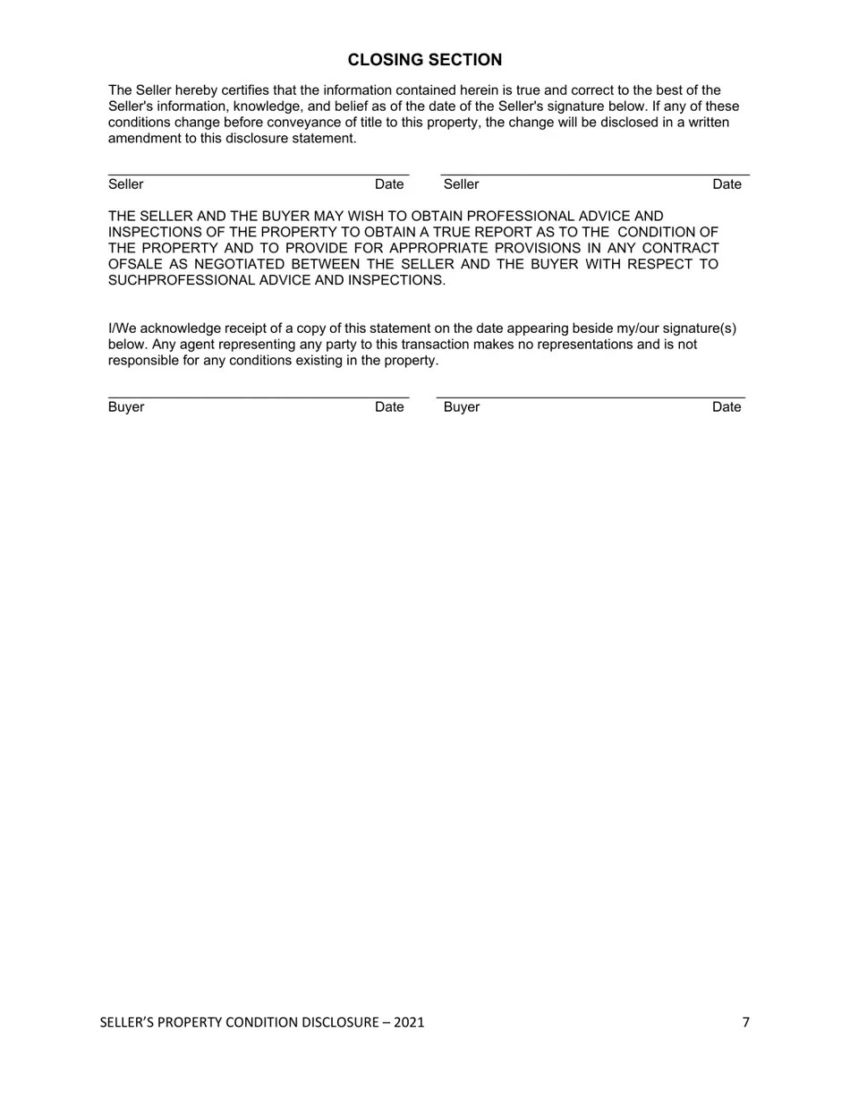 South Dakota Seller's Property Condition Disclosure Statement Download
