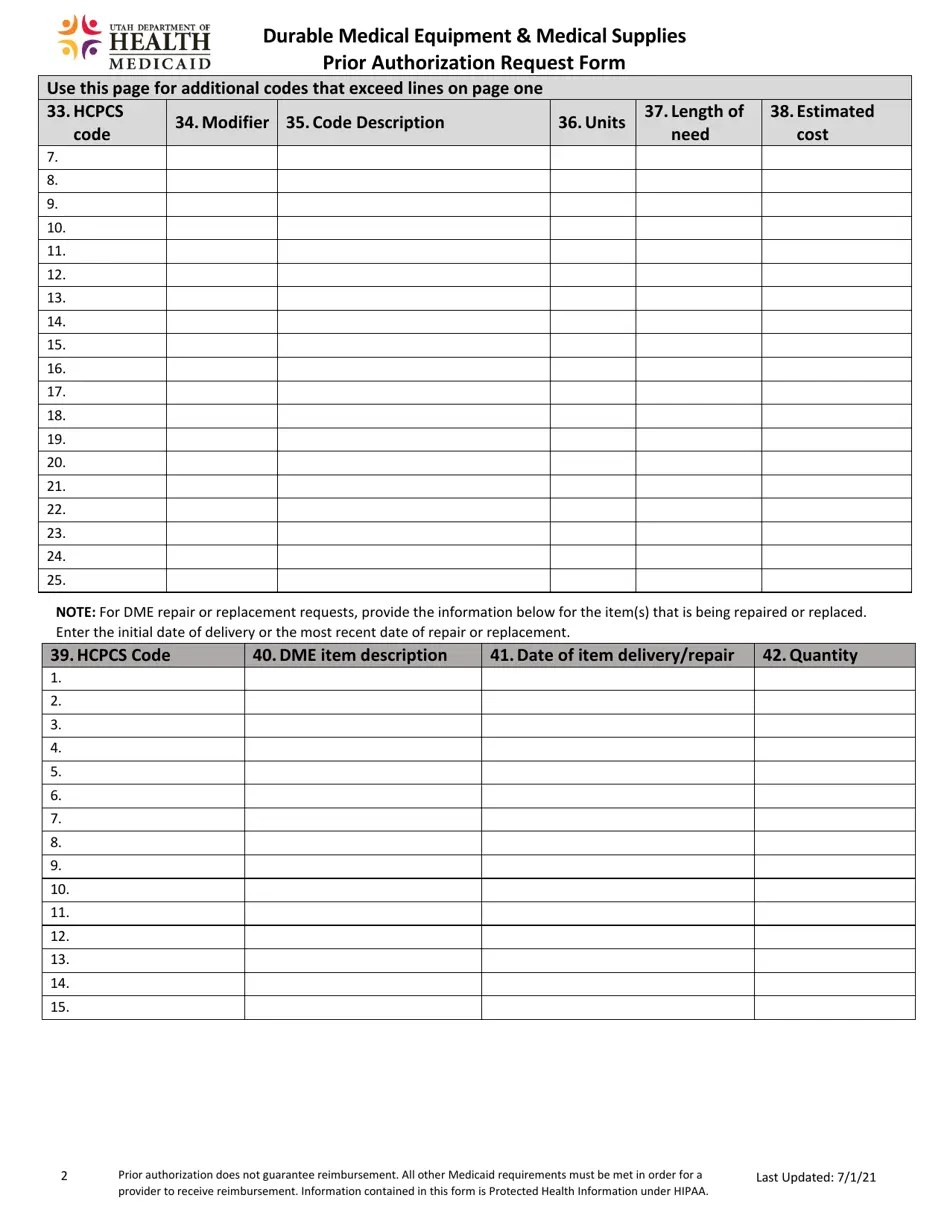 Utah Durable Medical Equipment & Medical Supplies Prior Authorization