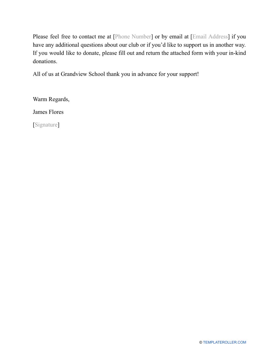 Donation Request Letter for School Download Printable PDF | Templateroller