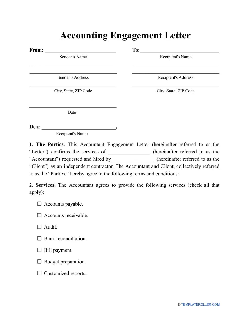Accounting Engagement Letter Template Fill Out, Sign Online and