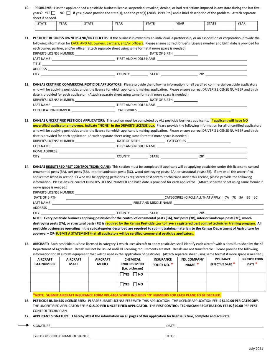 Kansas Pesticide Business License Application Fill Out, Sign Online