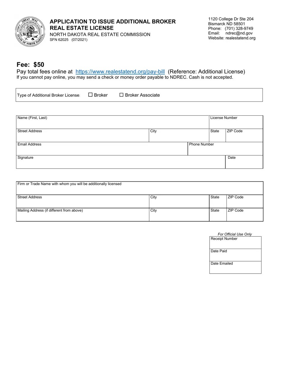 Form SFN62025 Fill Out, Sign Online and Download Fillable PDF, North