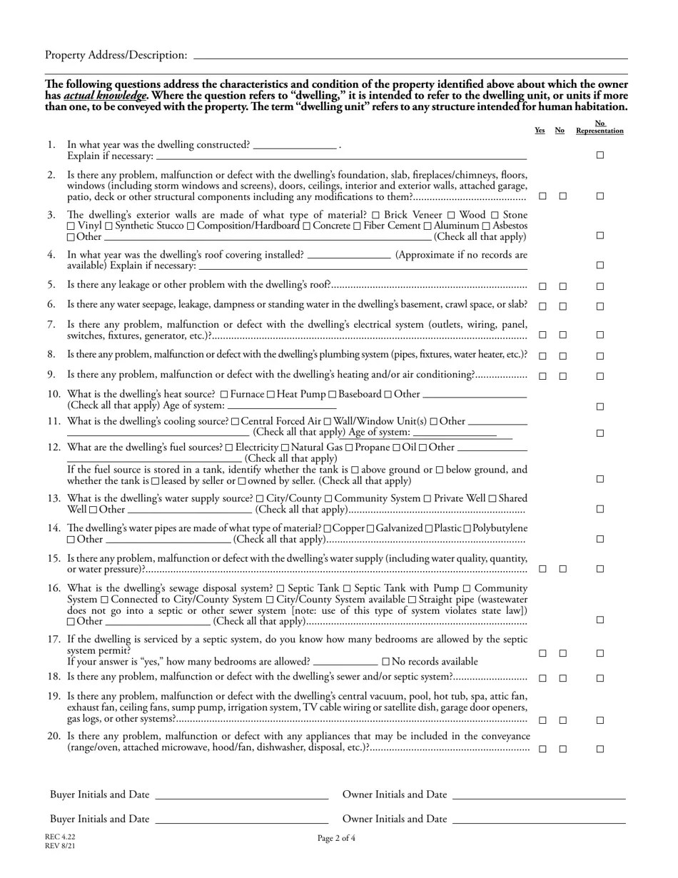 Form REC4.22 Download Printable PDF or Fill Online Residential Property and Owners' Association