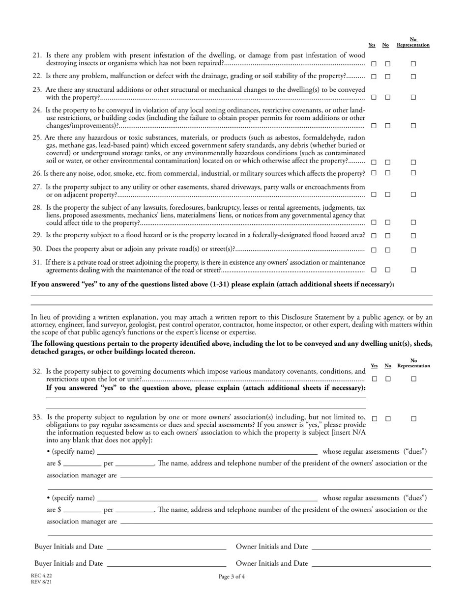 Form REC4.22 Download Printable PDF or Fill Online Residential Property and Owners' Association