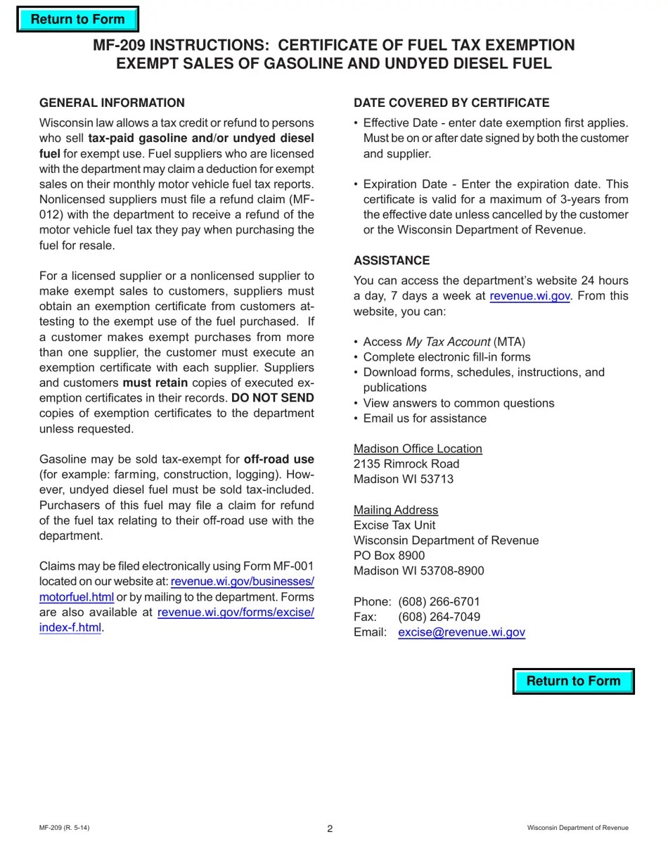 Form MF209 Fill Out, Sign Online and Download Fillable PDF