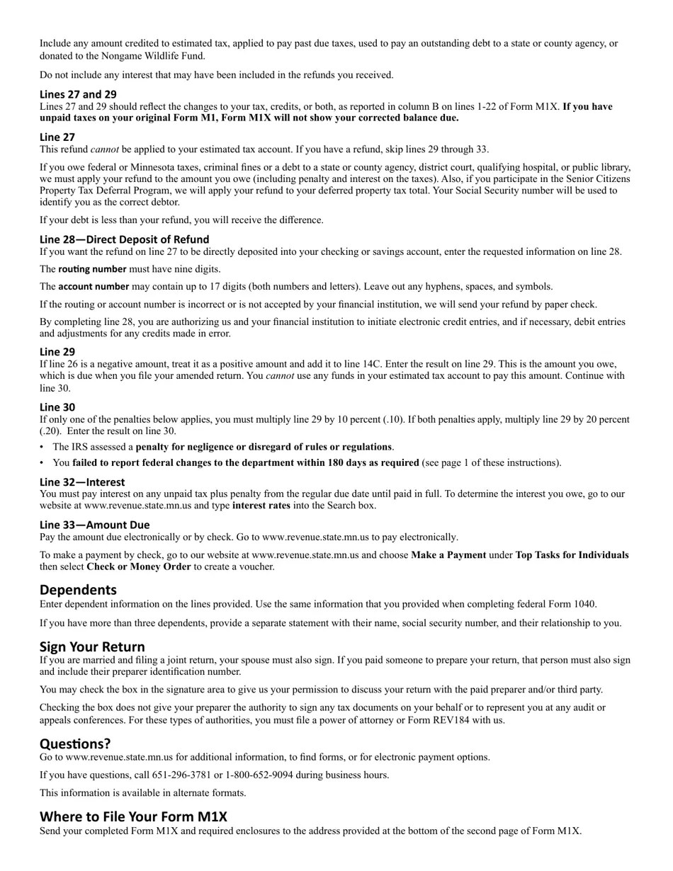 Form M1X 2020 Fill Out, Sign Online and Download Fillable PDF