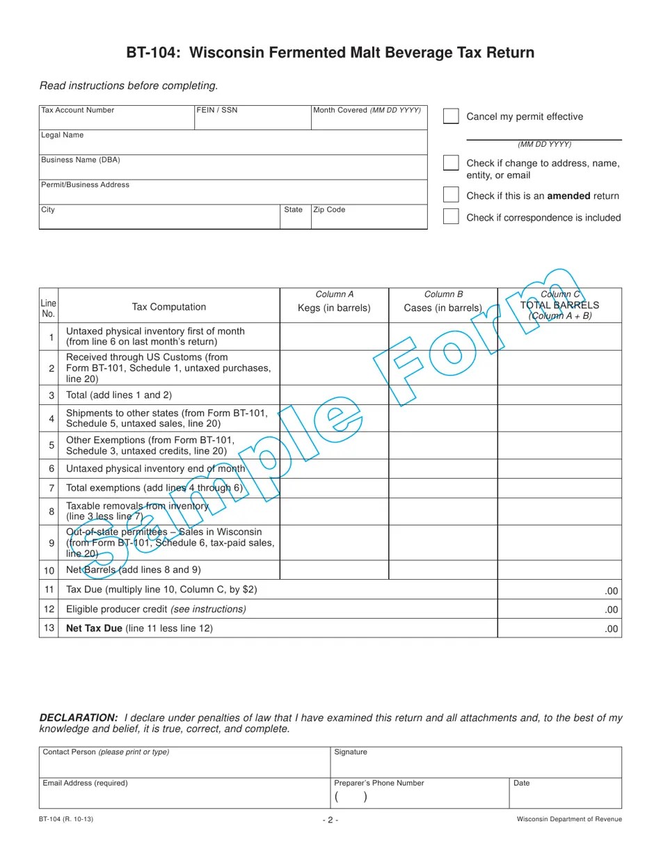 Form BT104 Fill Out, Sign Online and Download Printable PDF