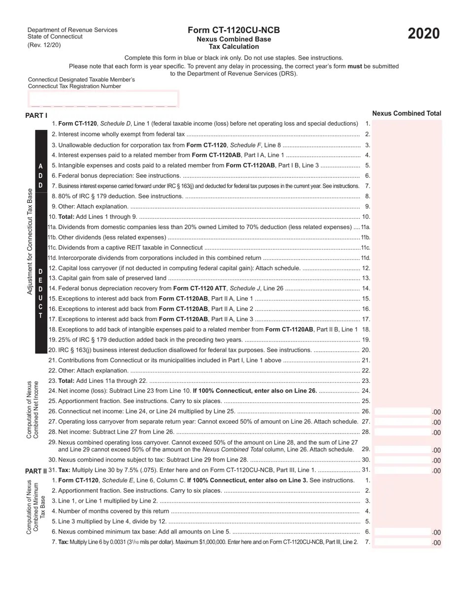 Form CT1120CUNCB 2020 Fill Out, Sign Online and Download